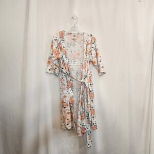 BABY BE MINE White Multi Floral Labor Delivery Nursing Knee Length Robe Women SM